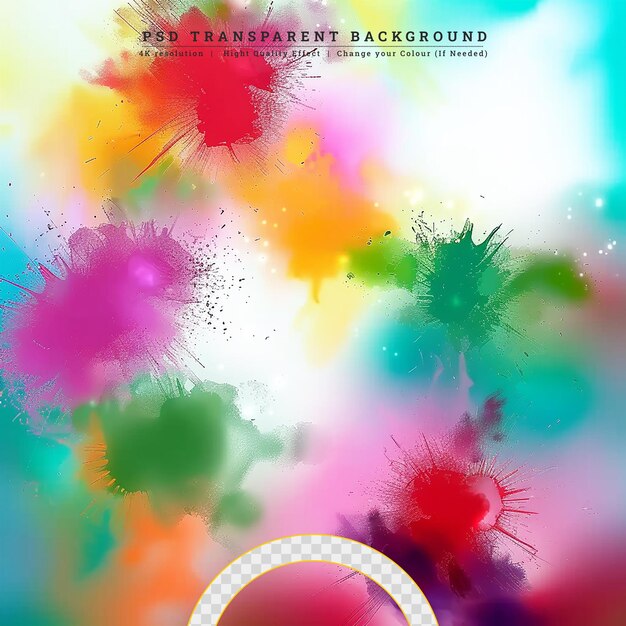 Rainbow color vector watercolor texture on transparent background