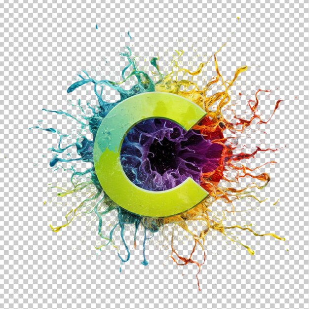 PSD a rainbow colored circle with the letter c on it