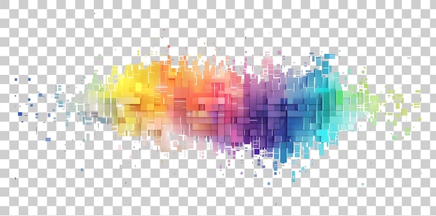 PSD rainbow colored digital pixel art isolated on transparent background