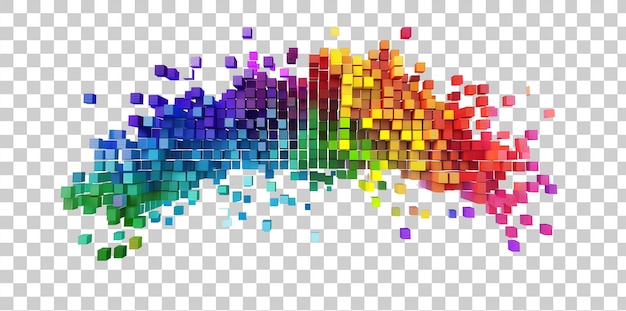 rainbow colored digital pixel art isolated on transparent background