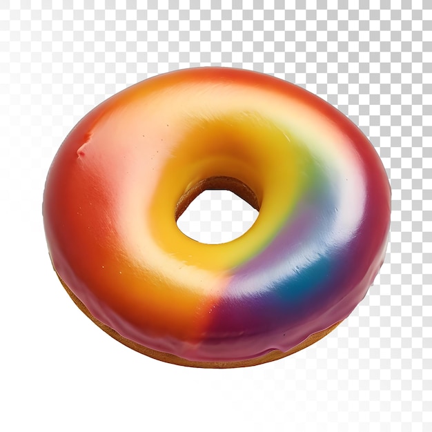 PSD a rainbow colored donut with a rainbow colored center