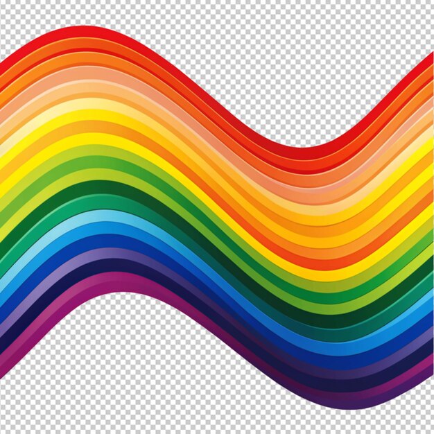 rainbow colorful wavy line on transparent background