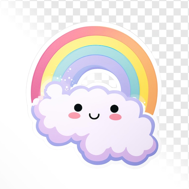 Rainbow cute pastel sticker on transparency background