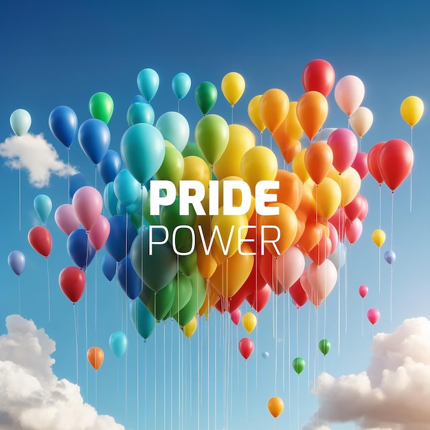 A rainbow flag made with balloons for pride concept