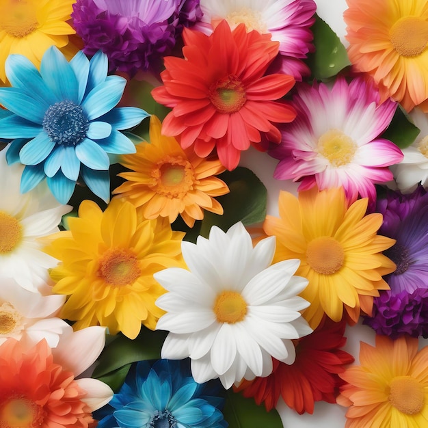 Rainbow flowers on a white background