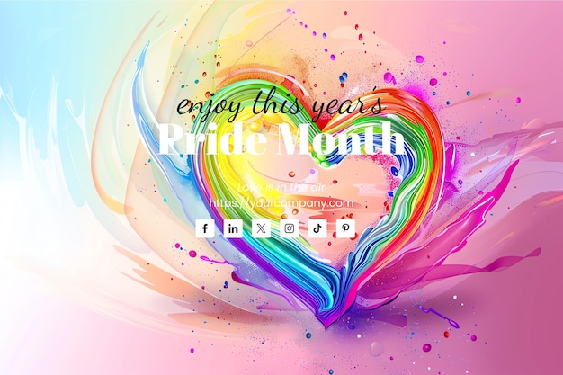 PSD rainbow heart decoration for pride month