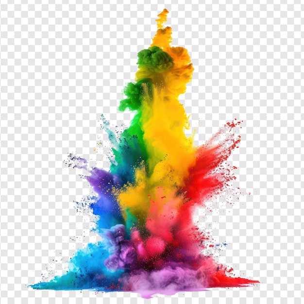 rainbow Holi rainbow bride paint splash color powder explosion on transparency background PSD