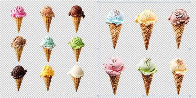 PSD rainbow of ice cream delights a symphony of colorful ice cream scoops