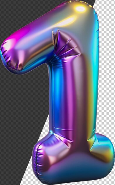 PSD rainbow number one balloon cut out stock 3d