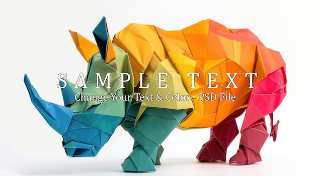 Rainbow Origami Rhino