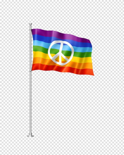 Rainbow peace flag isolated on white