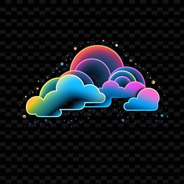 Rainbow Vibrant Colors Arching Neon Lines Clouds Arching Neo Shape Y2K Neon Light Art Collections