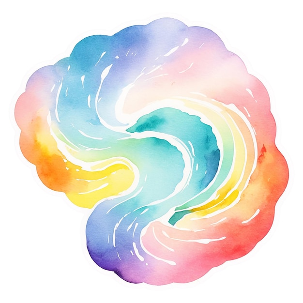 PSD rainbow watercolor sticker isolated on transparent background