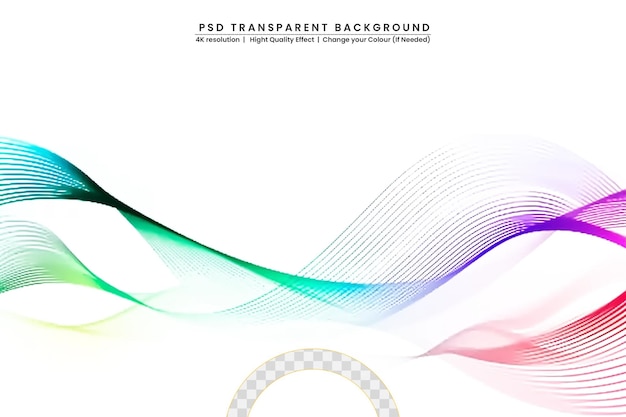 PSD rainbow wave line on transparent background