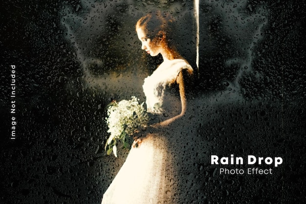 Raindrop psd photo effect template