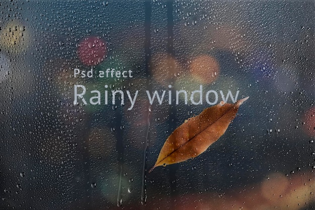 PSD rainy window psd effect, easy overlay add-on