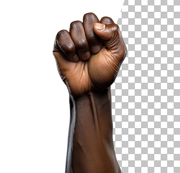 PSD the raised fist with transparent background