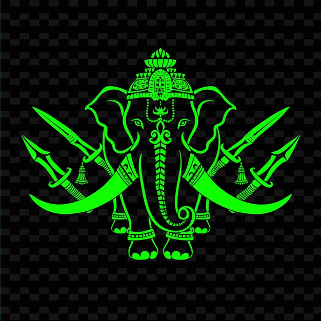 PSD rajput warrior rajput logo with elephants and curved swords creative tribal vector designs