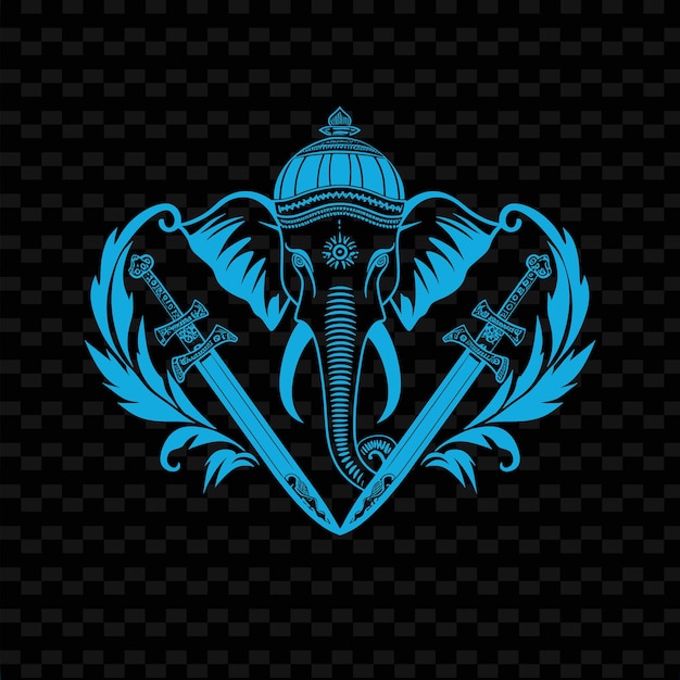 PSD rajput warrior rajput logo with elephants and curved swords creative tribal vector designs