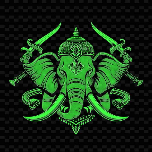 PSD rajput warrior rajput logo with elephants and curved swords creative tribal vector designs