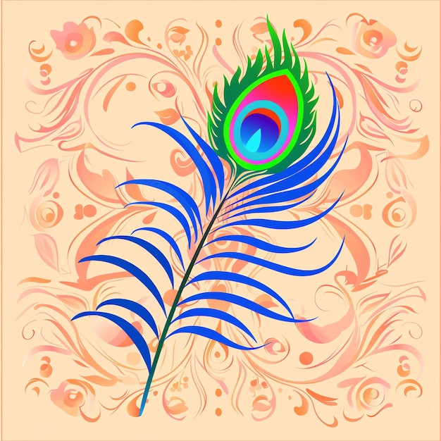 PSD raksha bandhan banner with peacock feather indian illustration