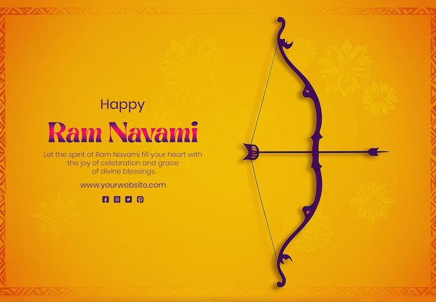 Ram Navami concept loaded style a bow and arrow with mandala style designs on yellow background