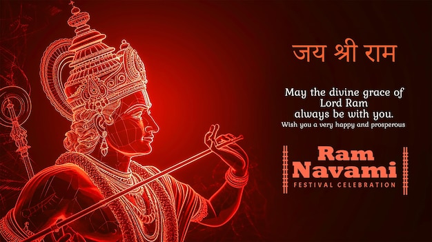 Rama navami poster design with lord rama line drawing