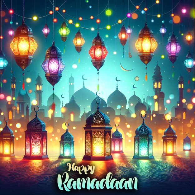 Ramadaan Celebration Image PSD With text Template For Social Media Or Poster