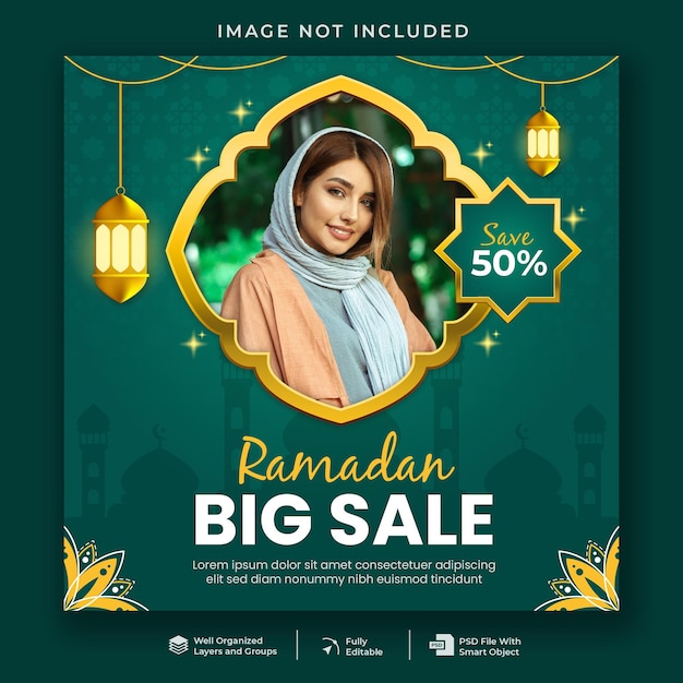 Ramadan big sale social media post template