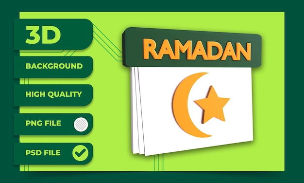 Ramadan calendar icon 3d render