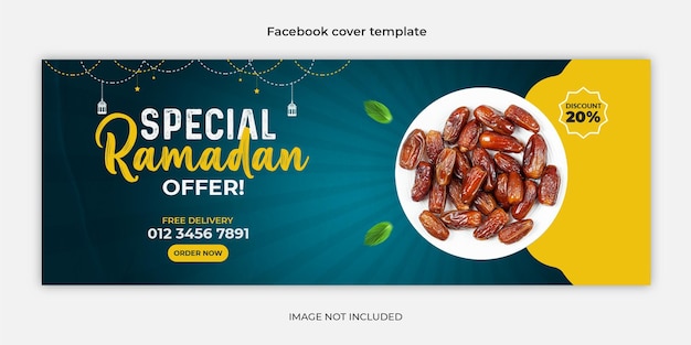 Ramadan food banner and Facebook cover template