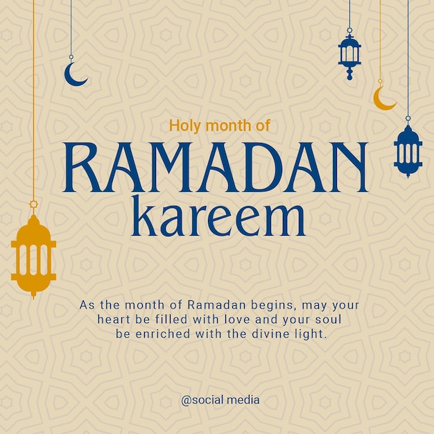 Ramadan Greeting Instagram Post Template PSD Design Social media Square ramadan