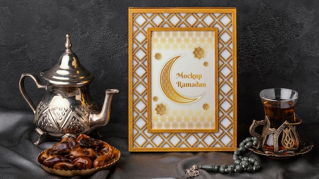 Ramadan islamic golden frame mockup