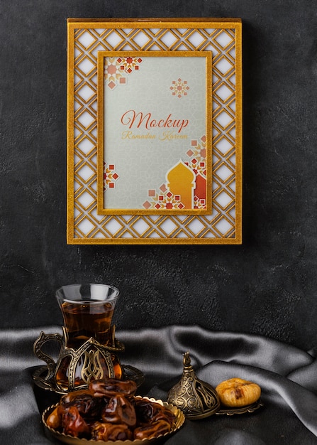 Ramadan islamic golden frame mockup