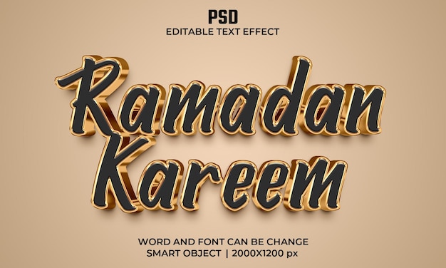 Ramadan kareem 3d editable text effect Premium Psd with background