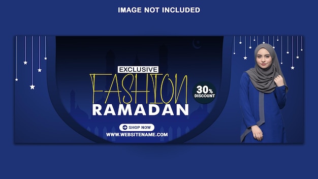 Ramadan kareem exclusive fashion sale banner design and facebook cover template premium psd