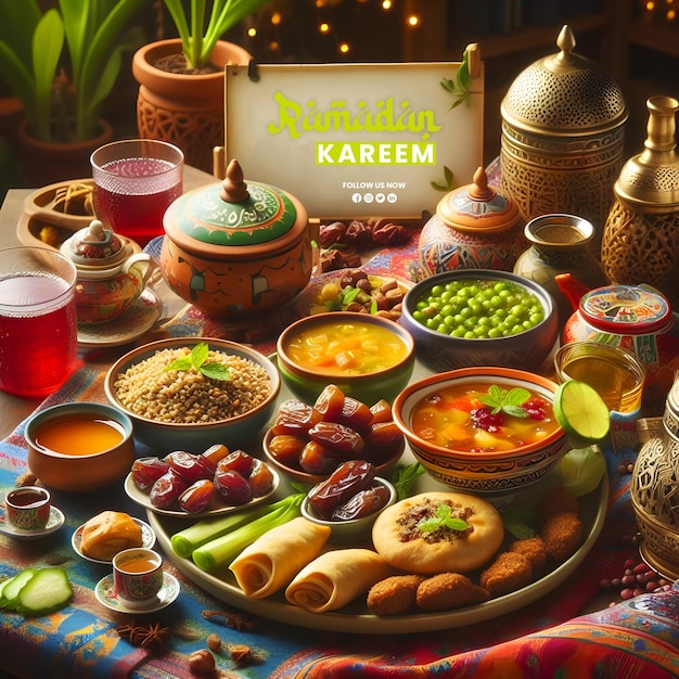 PSD ramadan kareem food table