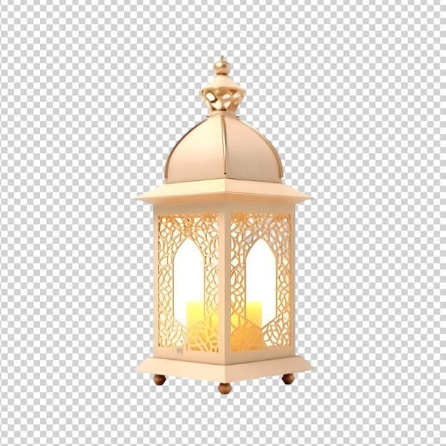 ramadan kareem golden arabic lantern Arabic lamp with light on transparent background