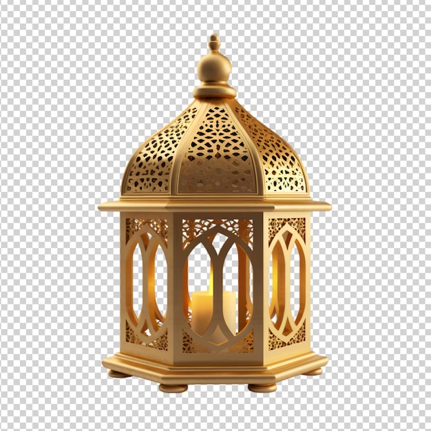 ramadan kareem golden arabic lantern Arabic lamp with light on transparent background