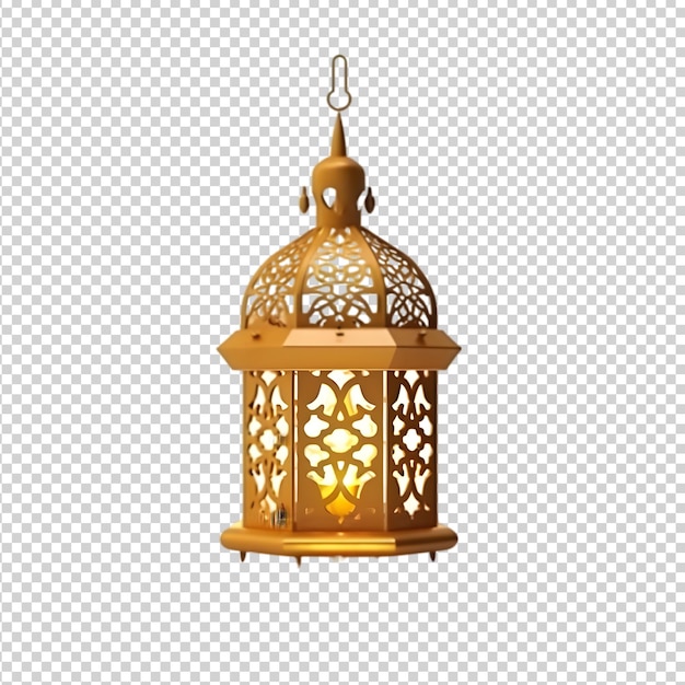 ramadan kareem golden arabic lantern Arabic lamp with light on transparent background