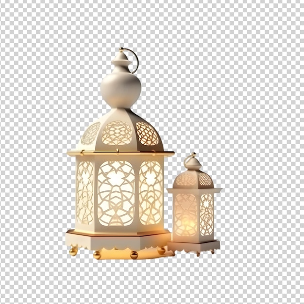 ramadan kareem golden arabic lantern Arabic lamp with light on transparent background