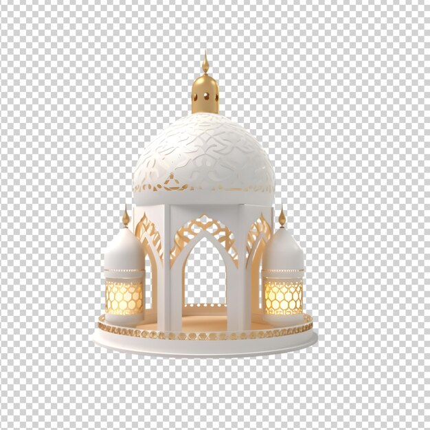 ramadan kareem golden arabic lantern Arabic lamp with light on transparent background