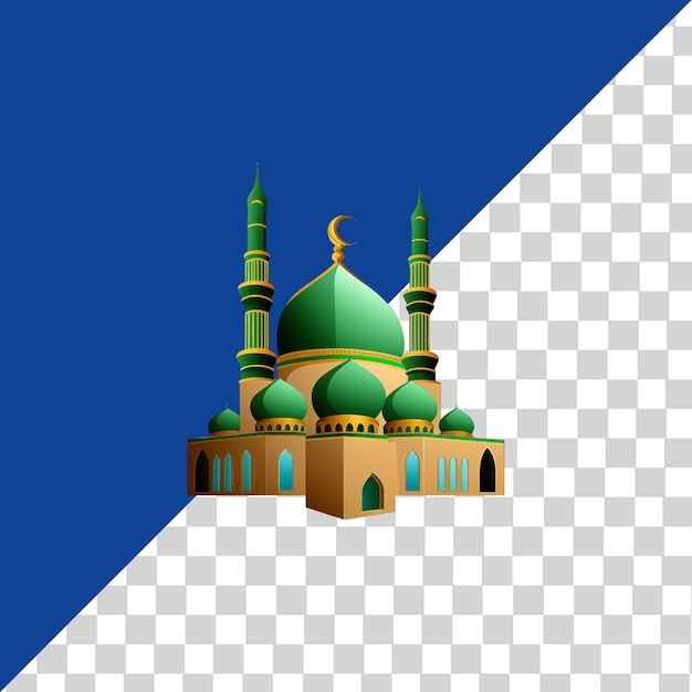 Ramadan Kareem Green Mosque With Transparent Background PNG