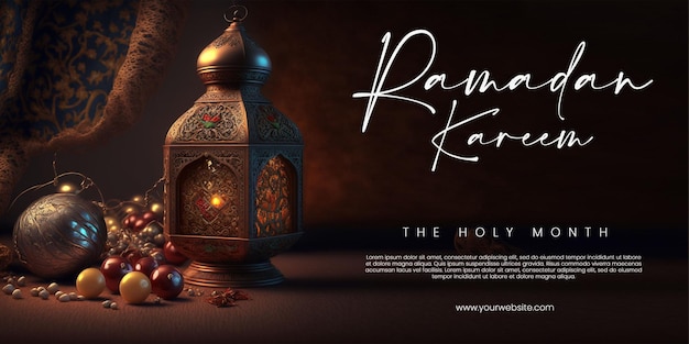 ramadan kareem greeting templates, generative ai background