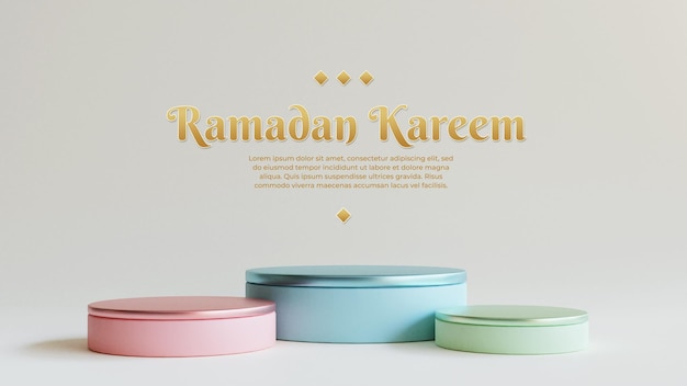 Ramadan kareem greetings background with realistic and colorful 3d Islamic festive decorative