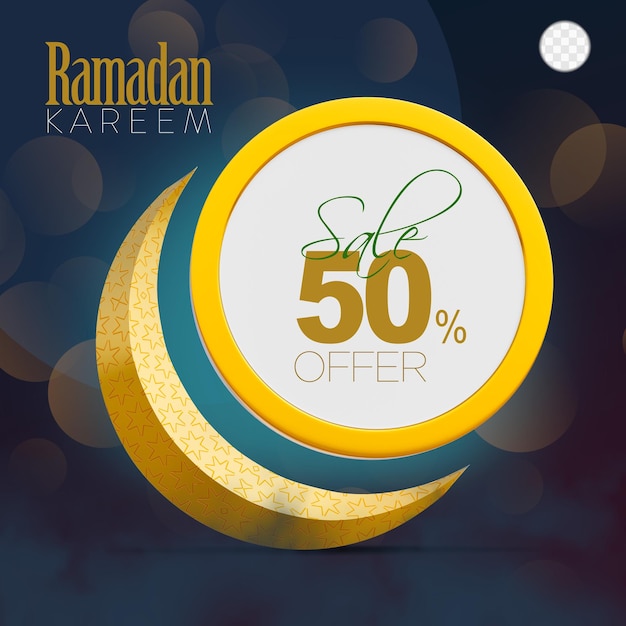 Ramadan Kareem Greetings or Social Media Post 3d render image with transparent background