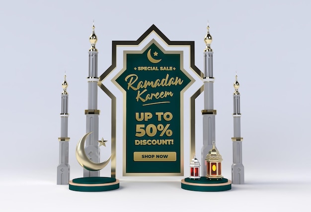 Ramadan kareem happy eid mubarak islamic celebration template