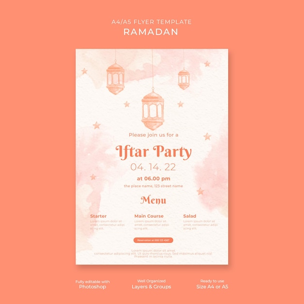 Ramadan kareem iftar invitation template