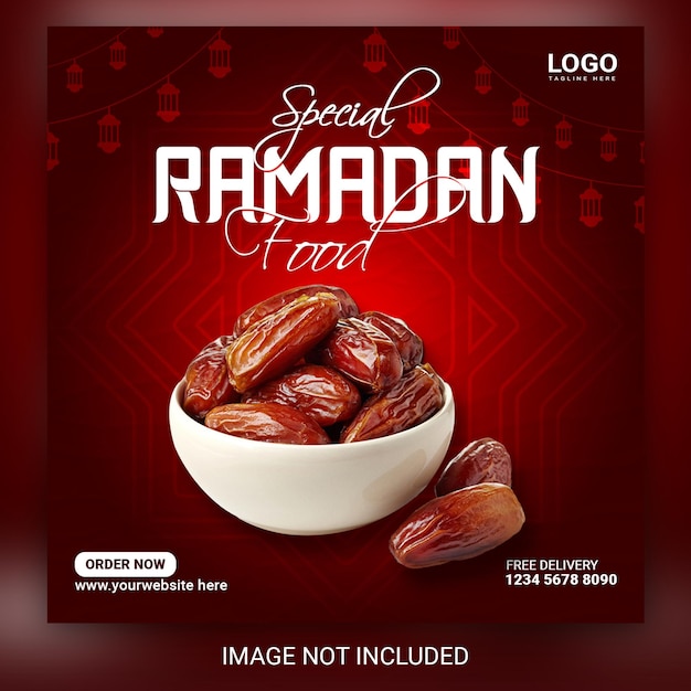 Ramadan Kareem iftar party restaurant Food sale social media post design and web banner template