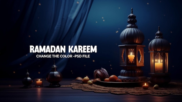 Ramadan kareem Islamic Background with various lights and ornaments